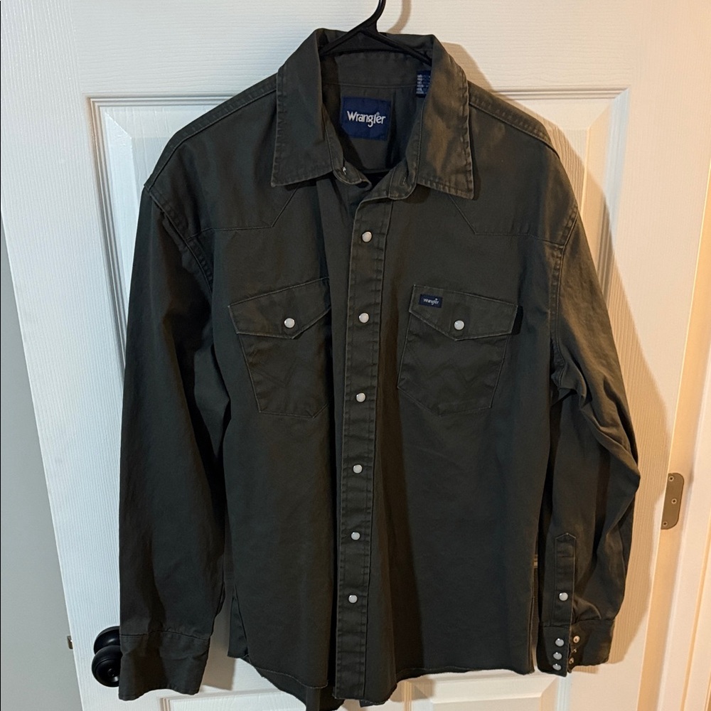 Wrangler Dark Olive Button-Up Shirt